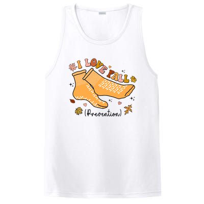 I Love Fall Prevention Funny Fall Nurse PosiCharge Competitor Tank