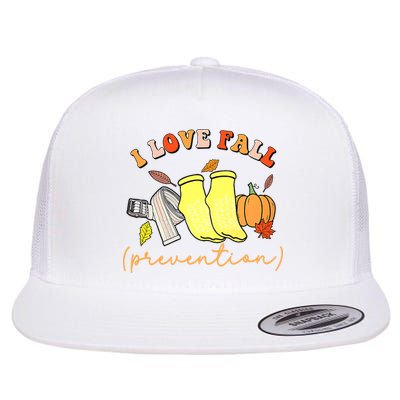 I Love Fall (Prevention) Flat Bill Trucker Hat