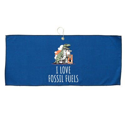 I Love Fossil Fuels Large Microfiber Waffle Golf Towel