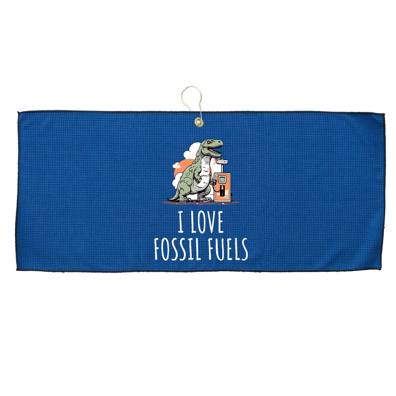 I Love Fossil Fuels Large Microfiber Waffle Golf Towel