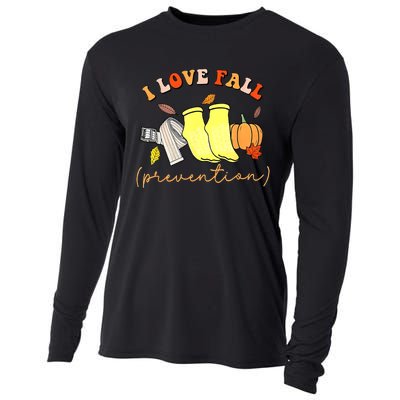 I Love Fall Prevention Thanksgiving Nurse Fall Dpt Spt Cooling Performance Long Sleeve Crew