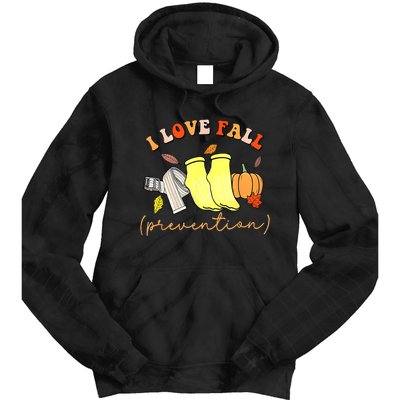 I Love Fall Prevention Thanksgiving Nurse Fall Dpt Spt Tie Dye Hoodie