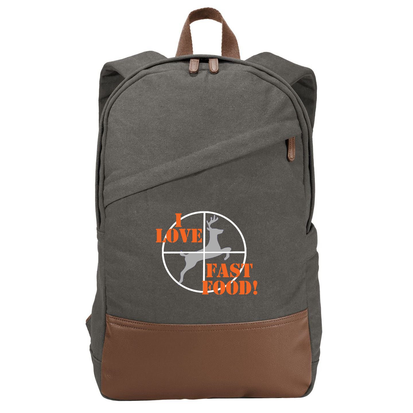 I Love Fast Food Deer Hunters Hunting Tee Great Gift Cotton Canvas Backpack
