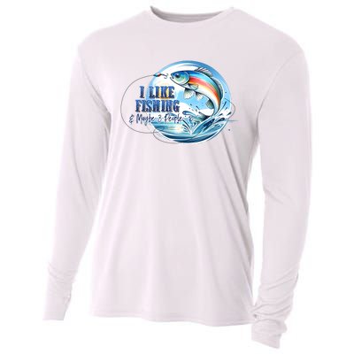 I Like Fishing And Maybe 3 People Cooling Performance Long Sleeve Crew