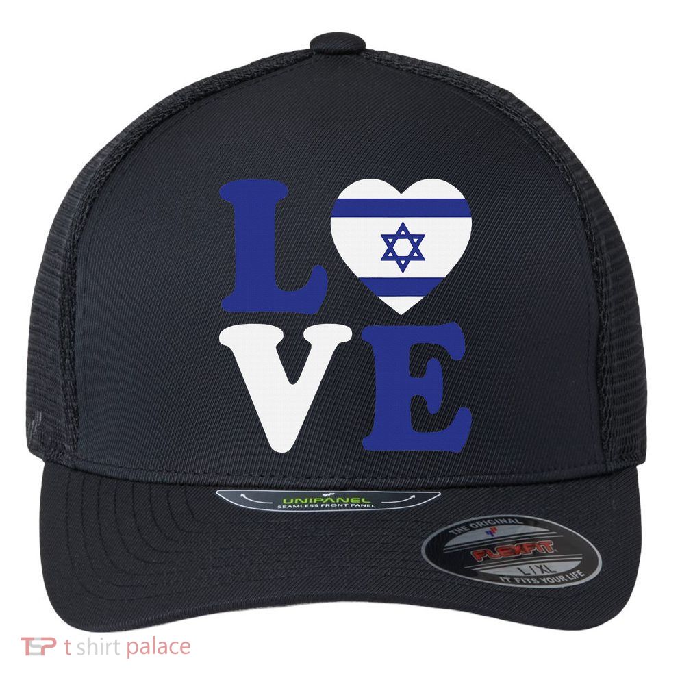 Israel Love Flag I Stand With Israel Heritage Israeli Flag Flexfit Unipanel Trucker Cap