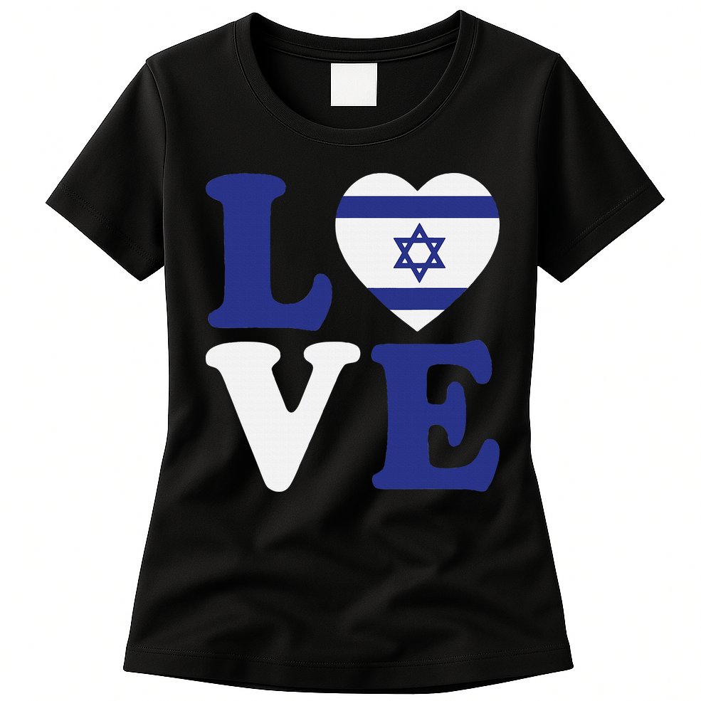 Israel Love Flag I Stand With Israel Heritage Israeli Flag Womens T-Shirt