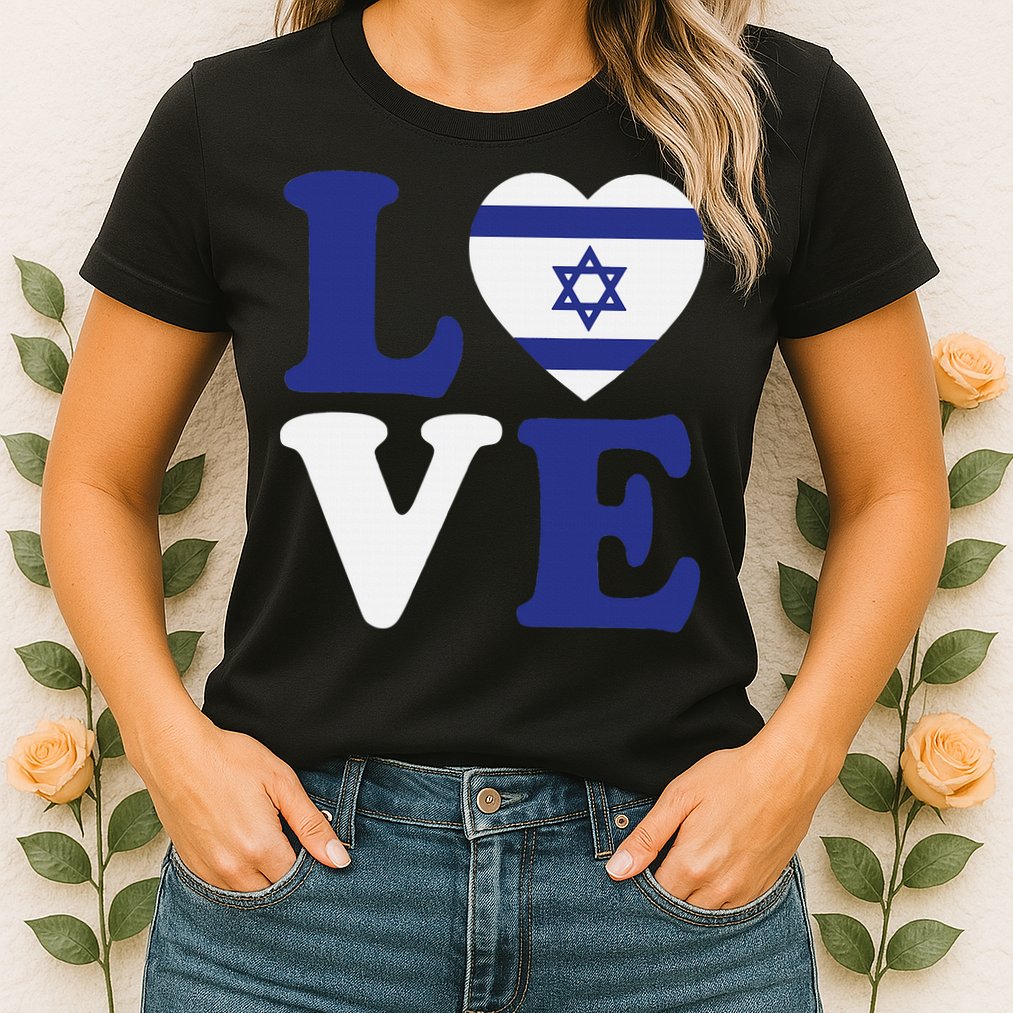 Israel Love Flag I Stand With Israel Heritage Israeli Flag Womens T-Shirt