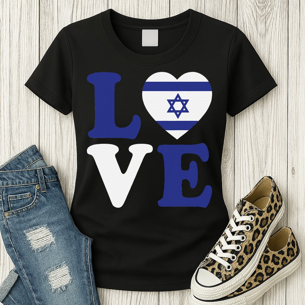 Israel Love Flag I Stand With Israel Heritage Israeli Flag Womens T-Shirt