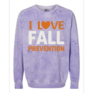 I Love Fall Prevention Fall Physical Therapy Minimalist Colorblast Crewneck Sweatshirt