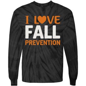 I Love Fall Prevention Fall Physical Therapy Minimalist Tie-Dye Long Sleeve Shirt