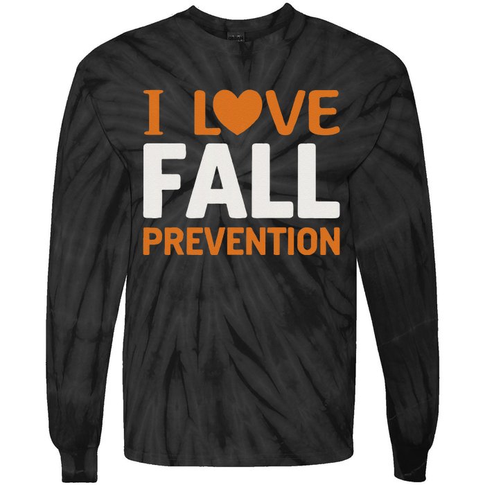 I Love Fall Prevention Fall Physical Therapy Minimalist Tie-Dye Long Sleeve Shirt