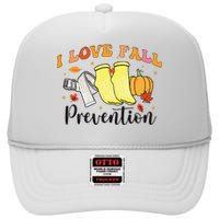 I Love Fall Prevention High Crown Mesh Back Trucker Hat