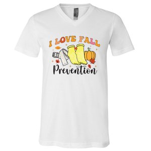 I Love Fall Prevention V-Neck T-Shirt