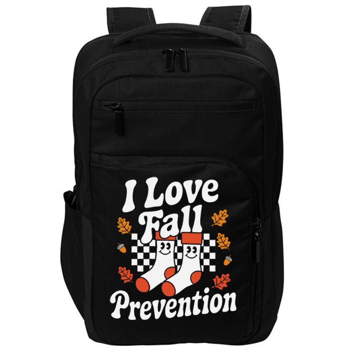 I Love Fall Prevention Socks Fall Physical Therapy Retro Impact Tech Backpack