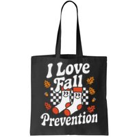 I Love Fall Prevention Socks Fall Physical Therapy Retro Tote Bag