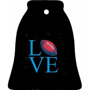 I Love Football American Football Love Ceramic Bell Ornament