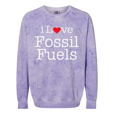 I Love Fossil Fuels Colorblast Crewneck Sweatshirt