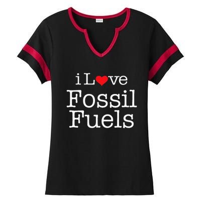 I Love Fossil Fuels Ladies Halftime Notch Neck Tee