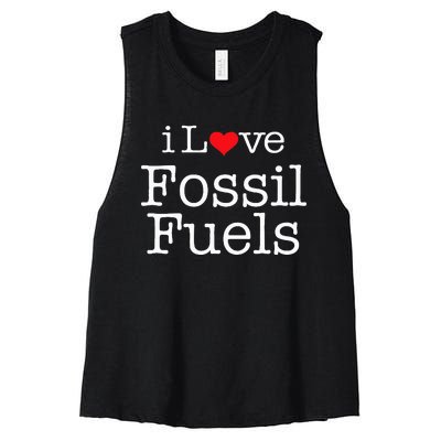 I Love Fossil Fuels Women's Racerback Cropped Tank