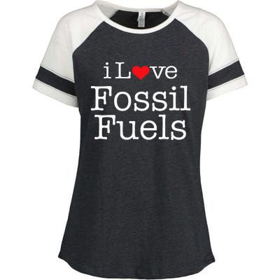 I Love Fossil Fuels Enza Ladies Jersey Colorblock Tee