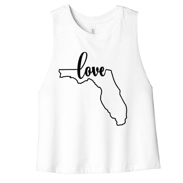 I Love Florida Outfit FL State Outline Love Florida Women's Racerback Cropped Tank