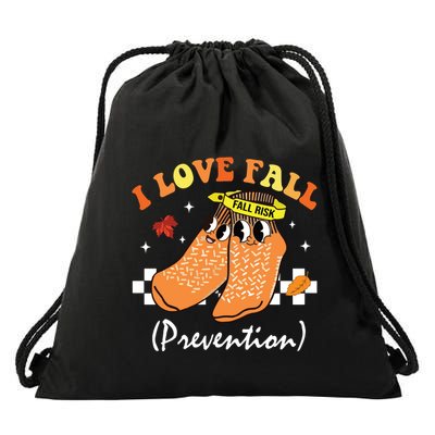 I Love Fall Prevention Fall Nurse Drawstring Bag