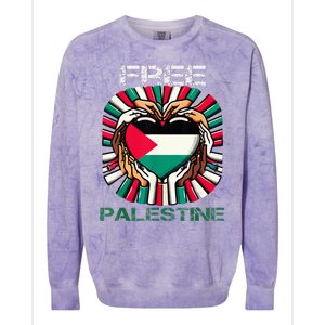 I Love Free Palestine Flag Save Gaza Strip Palestinian Colorblast Crewneck Sweatshirt