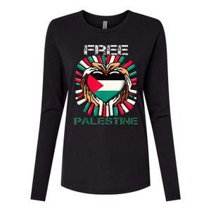 I Love Free Palestine Flag Save Gaza Strip Palestinian Womens Cotton Relaxed Long Sleeve T-Shirt