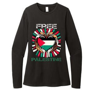 I Love Free Palestine Flag Save Gaza Strip Palestinian Womens CVC Long Sleeve Shirt