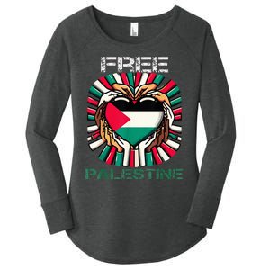 I Love Free Palestine Flag Save Gaza Strip Palestinian Women's Perfect Tri Tunic Long Sleeve Shirt