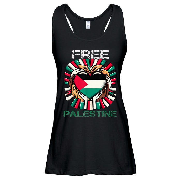 I Love Free Palestine Flag Save Gaza Strip Palestinian Ladies Essential Flowy Tank