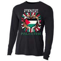 I Love Free Palestine Flag Save Gaza Strip Palestinian Cooling Performance Long Sleeve Crew