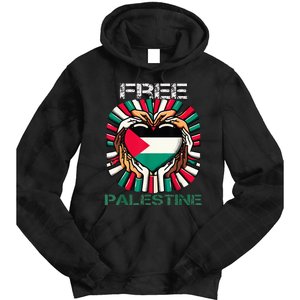 I Love Free Palestine Flag Save Gaza Strip Palestinian Tie Dye Hoodie