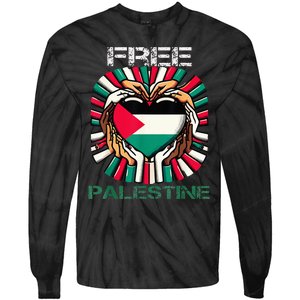 I Love Free Palestine Flag Save Gaza Strip Palestinian Tie-Dye Long Sleeve Shirt