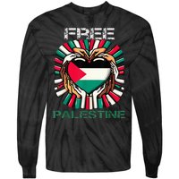 I Love Free Palestine Flag Save Gaza Strip Palestinian Tie-Dye Long Sleeve Shirt