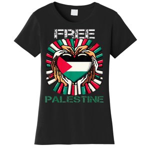 I Love Free Palestine Flag Save Gaza Strip Palestinian Women's T-Shirt