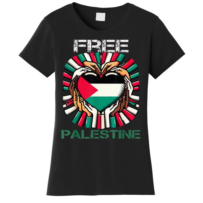 I Love Free Palestine Flag Save Gaza Strip Palestinian Women's T-Shirt