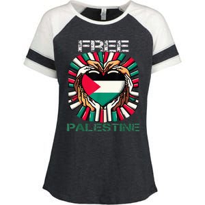 I Love Free Palestine Flag Save Gaza Strip Palestinian Enza Ladies Jersey Colorblock Tee