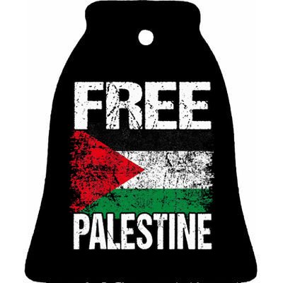 I Love Free Palestine Flag Save Gaza Strip Palestinian Ceramic Bell Ornament