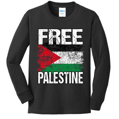 I Love Free Palestine Flag Save Gaza Strip Palestinian Kids Long Sleeve Shirt