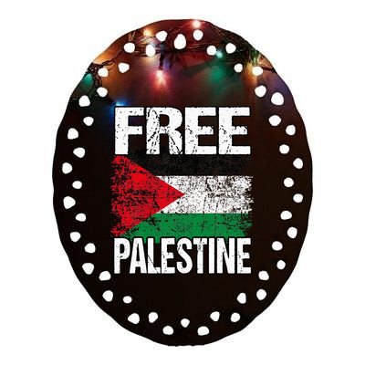 I Love Free Palestine Flag Save Gaza Strip Palestinian Ceramic Oval Ornament