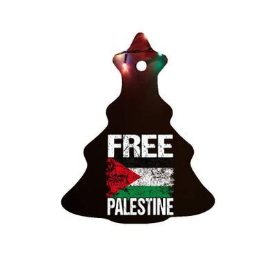 I Love Free Palestine Flag Save Gaza Strip Palestinian Ceramic Tree Ornament