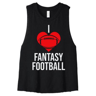 I Love Fantasy Football Graphic Women's Racerback Cropped Tank