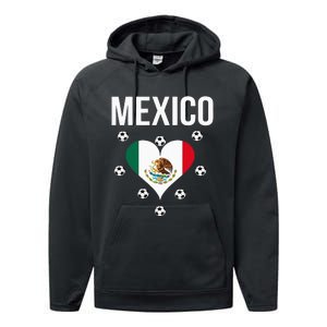 I Love Football Mexico Soccer Flag Ball Performance Fleece Hoodie