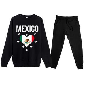 I Love Football Mexico Soccer Flag Ball Premium Crewneck Sweatsuit Set