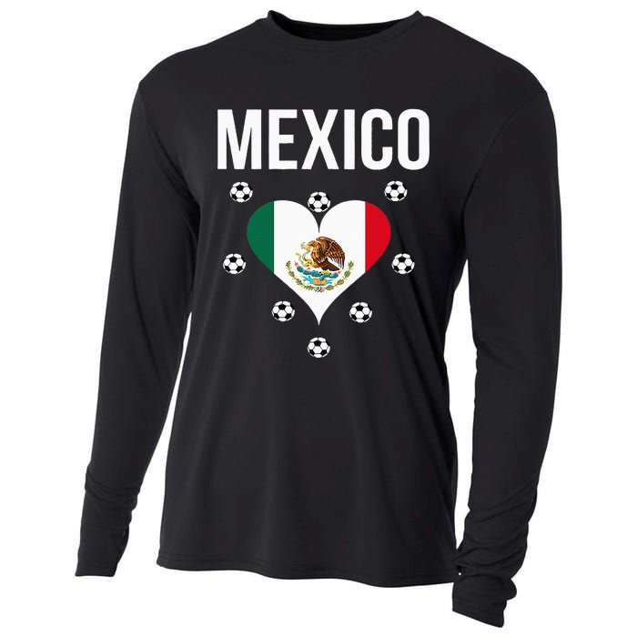 I Love Football Mexico Soccer Flag Ball Cooling Performance Long Sleeve Crew