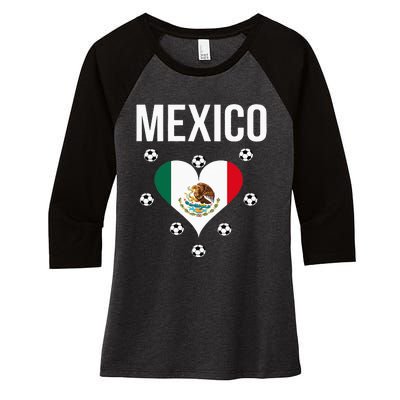 I Love Football Mexico Soccer Flag Ball Women's Tri-Blend 3/4-Sleeve Raglan Shirt