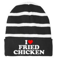 I Love Fried Chicken Striped Beanie with Solid Band