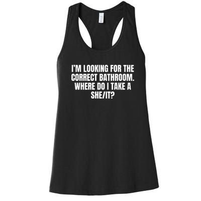 I’M Looking For The Correct Bathroom Where Do I Take A She It Women's Racerback Tank