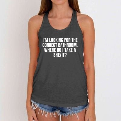 I’M Looking For The Correct Bathroom Where Do I Take A She It Women's Knotted Racerback Tank